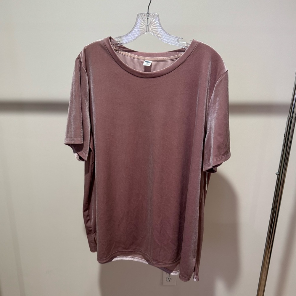 Old Navy Mauve Velvet Crush Small Side Slit Tee NWT